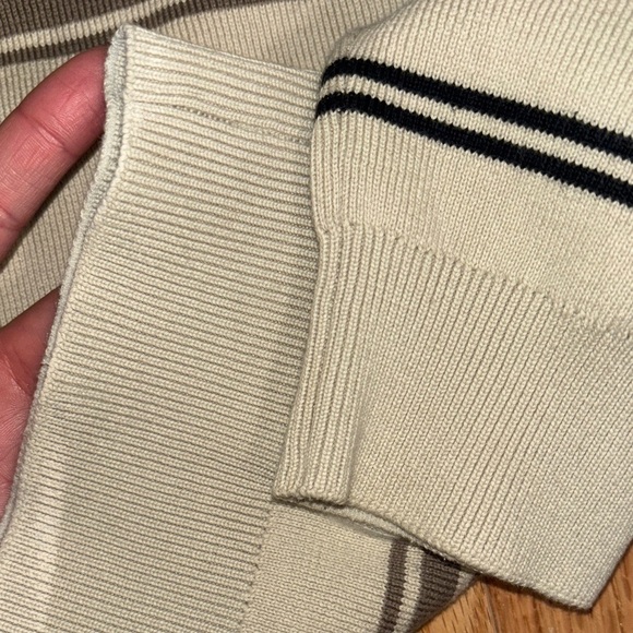 Mango Men's Cream and Brown Striped Crewneck Sweater - Picture 12 of 14